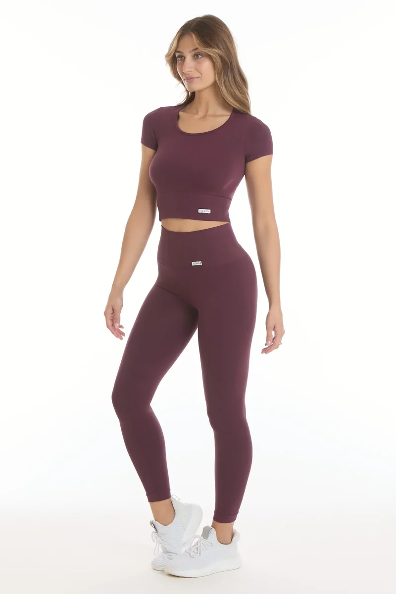 Leggings Basic Fascione Alto Viola Melanzana