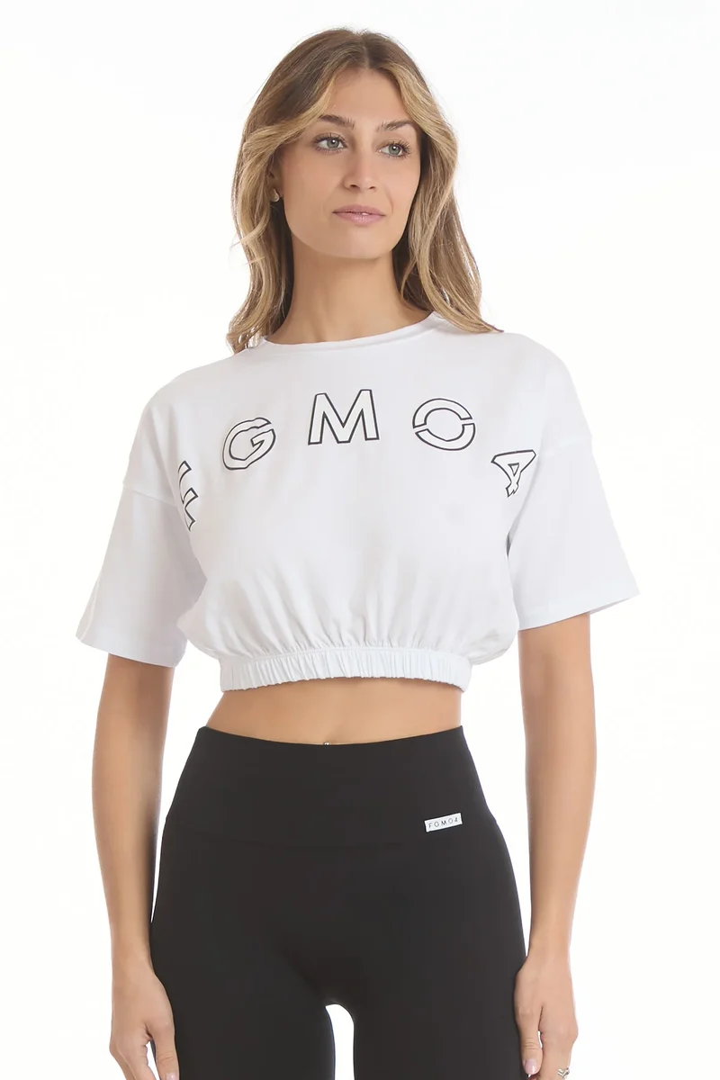 T-Shirt Crop Academy FGM04 Bianco