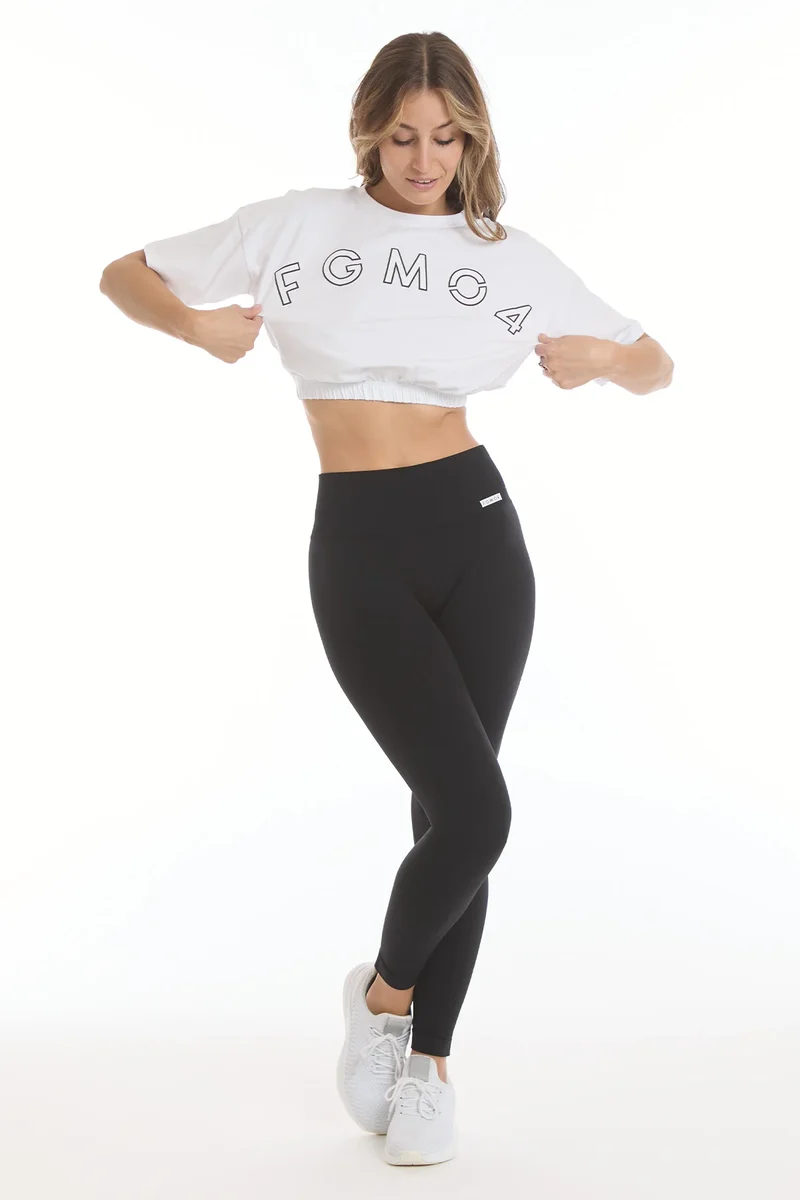 T-Shirt Crop Academy FGM04 Bianco