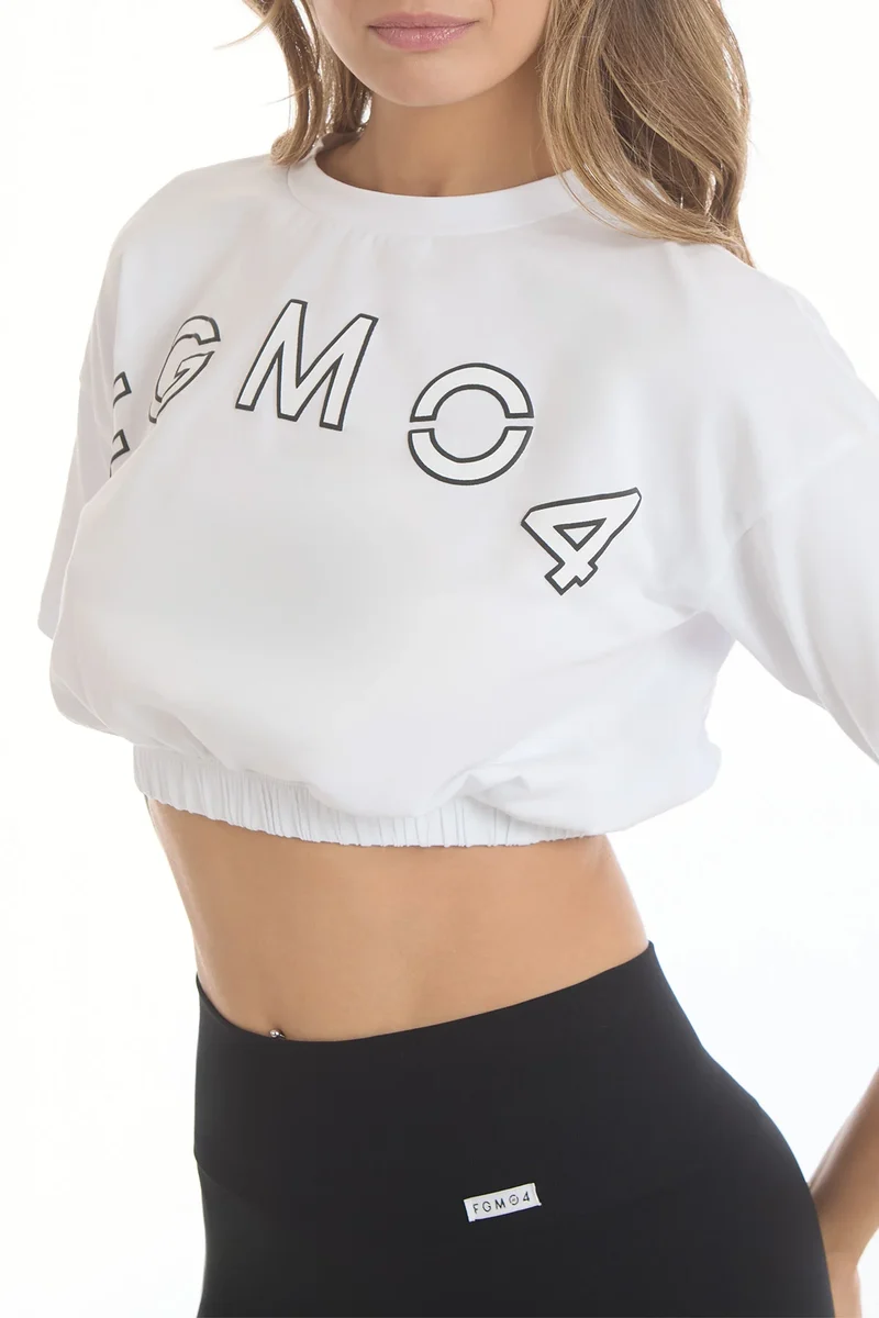 T-Shirt Crop Academy FGM04 Bianco
