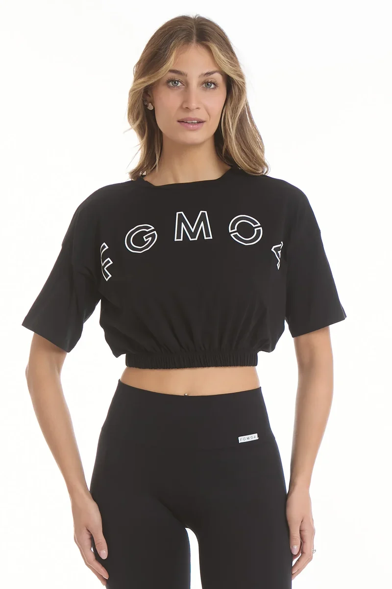 T-Shirt Crop Academy FGM04 Nero