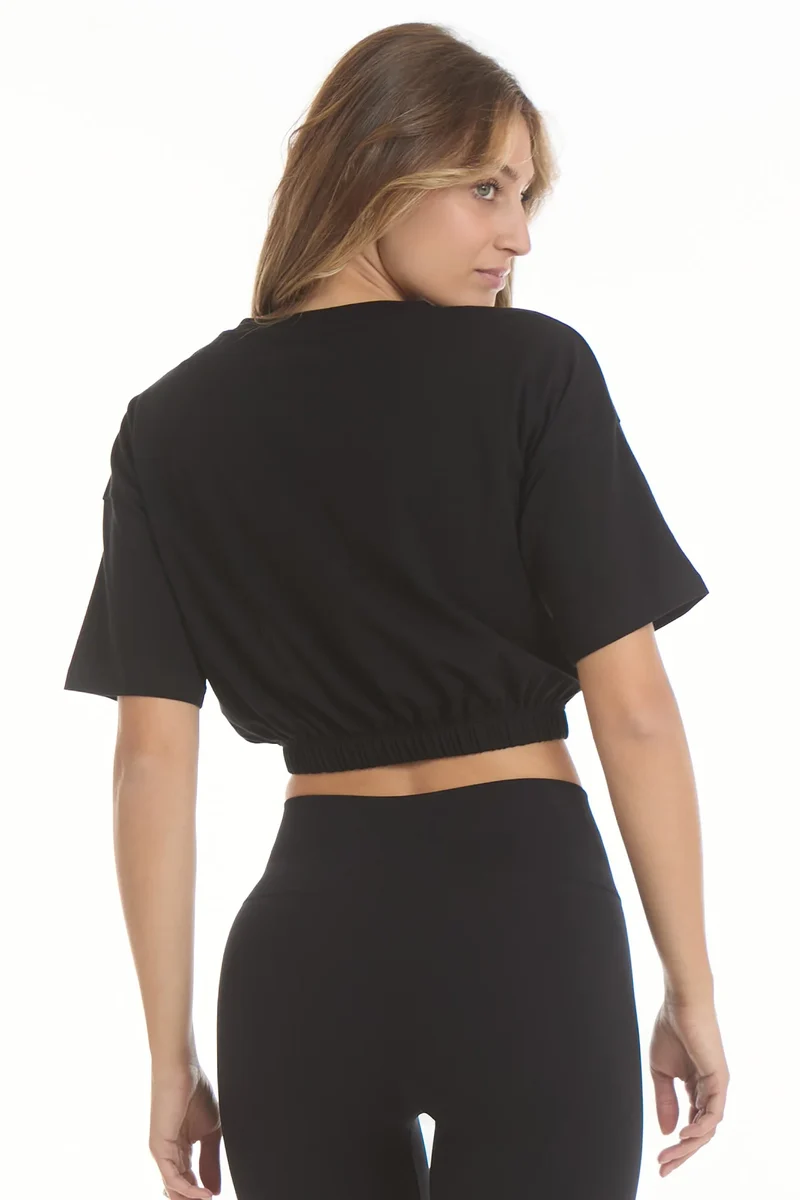 T-Shirt Crop Academy FGM04 Nero
