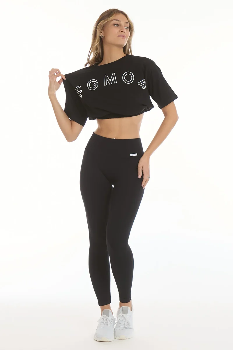 T-Shirt Crop Academy FGM04 Nero
