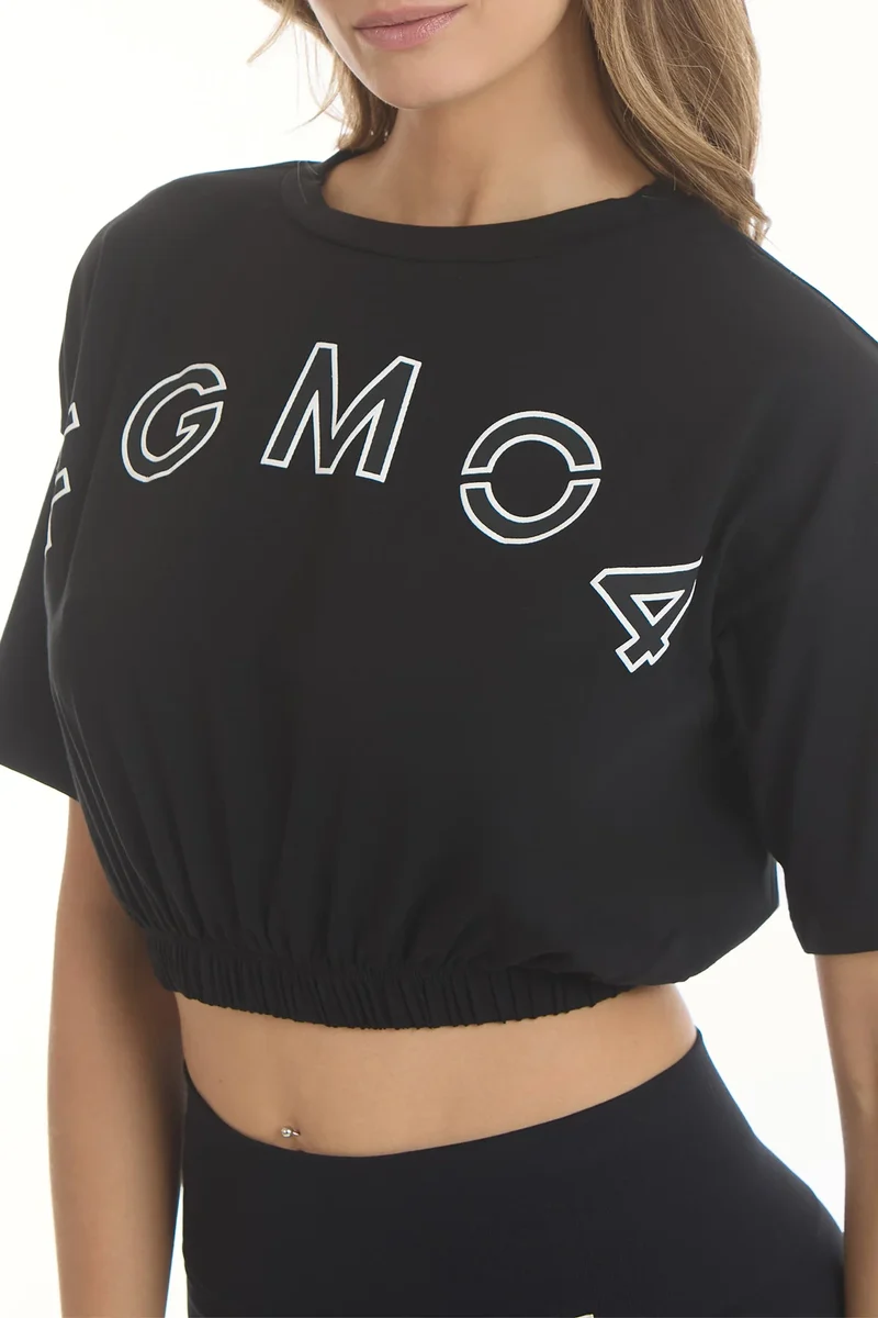 T-Shirt Crop Academy FGM04 Nero