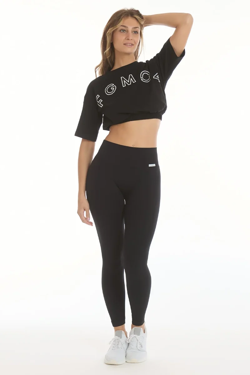 T-Shirt Crop Academy FGM04 Nero