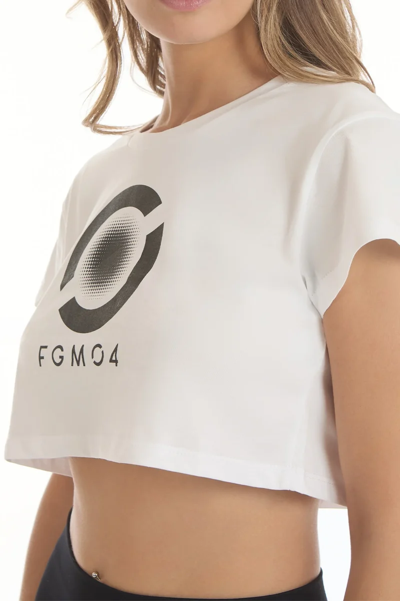 T-Shirt Crop Focus FGM04 Bianco