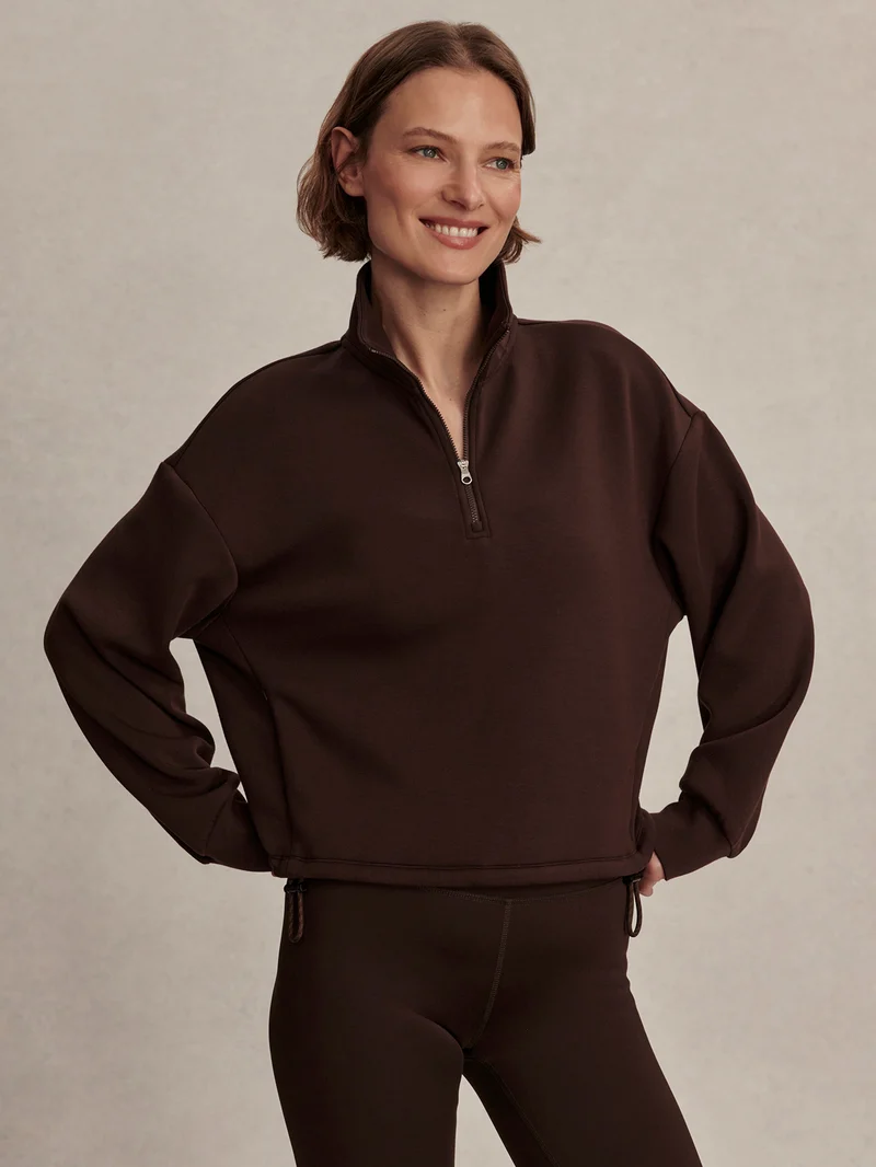 Sian Cropped Half-Zip Sweat