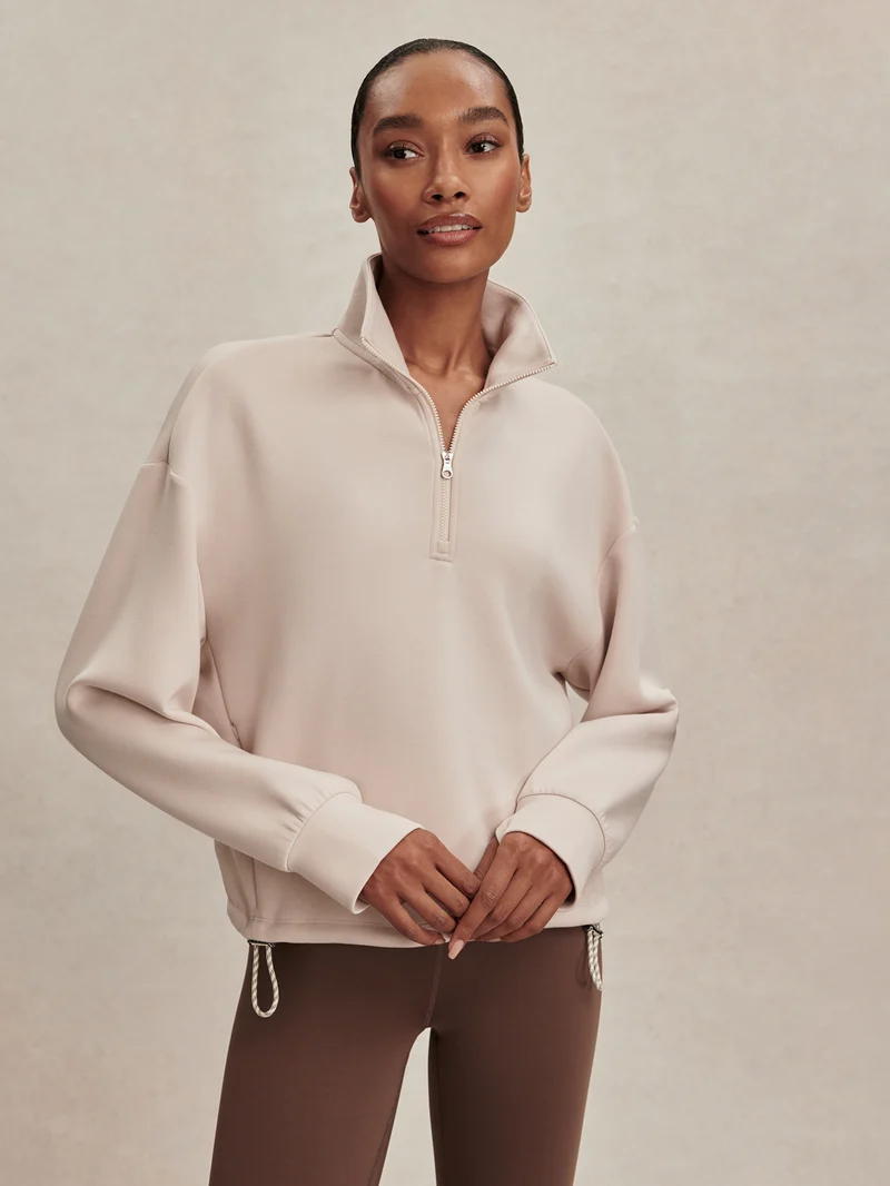 Sian Cropped Half-Zip Sweat
