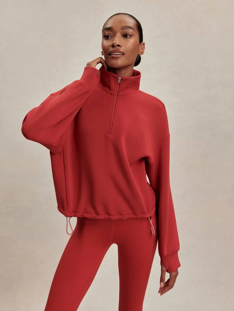 Sian Cropped Half-Zip Sweat