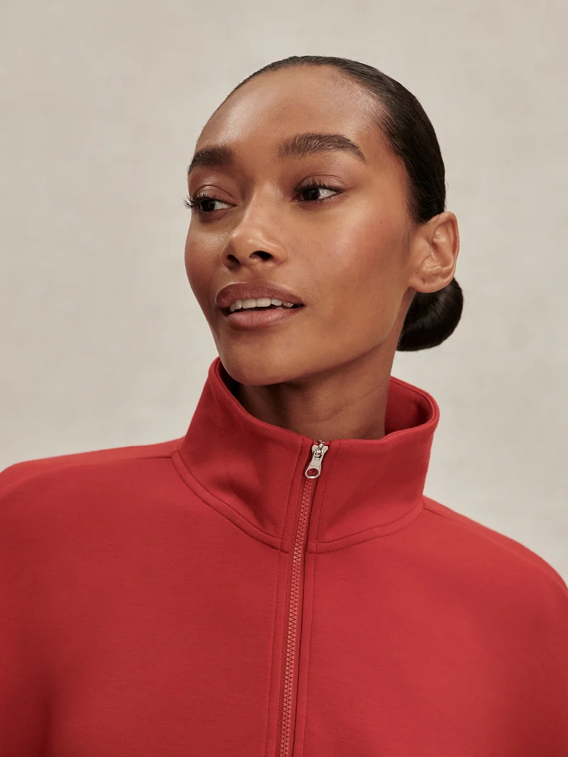 Sian Cropped Half-Zip Sweat