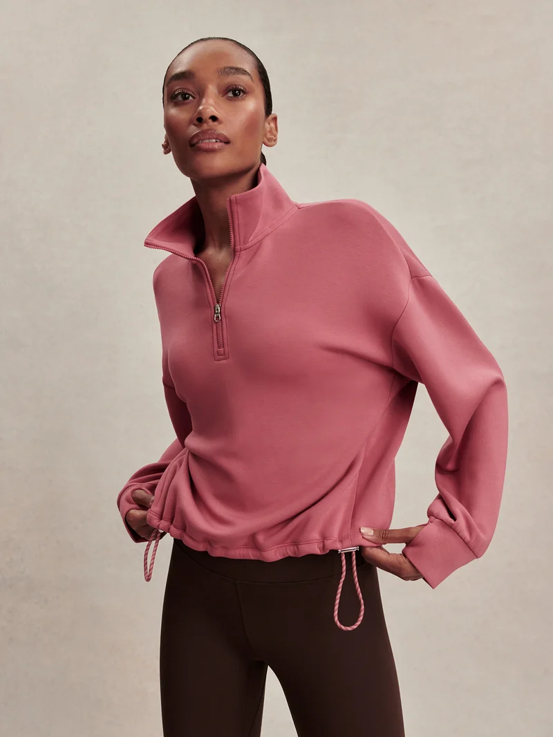 Sian Cropped Half-Zip Sweat