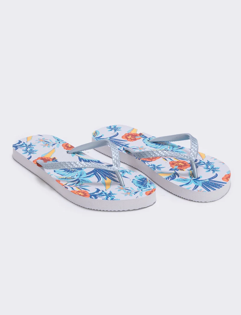 Infradito floreali in PVC - Argento