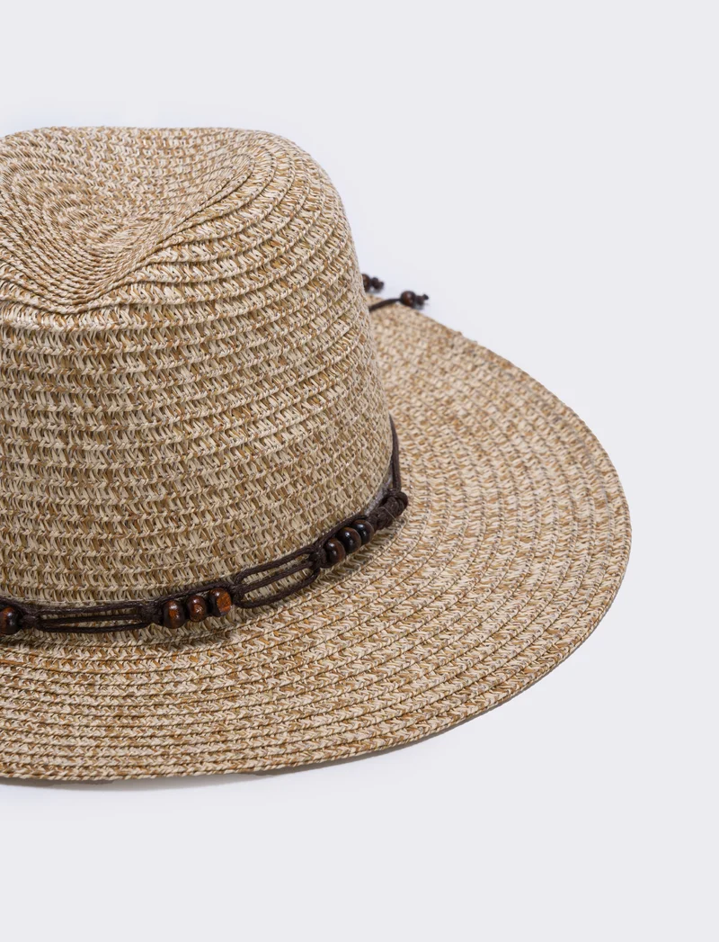 Cappello da uomo in paglia a falda larga - Beige
