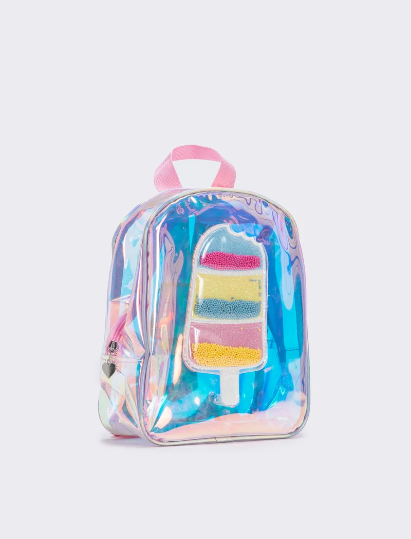 Zaino in PVC con gelato colorato - Rosa