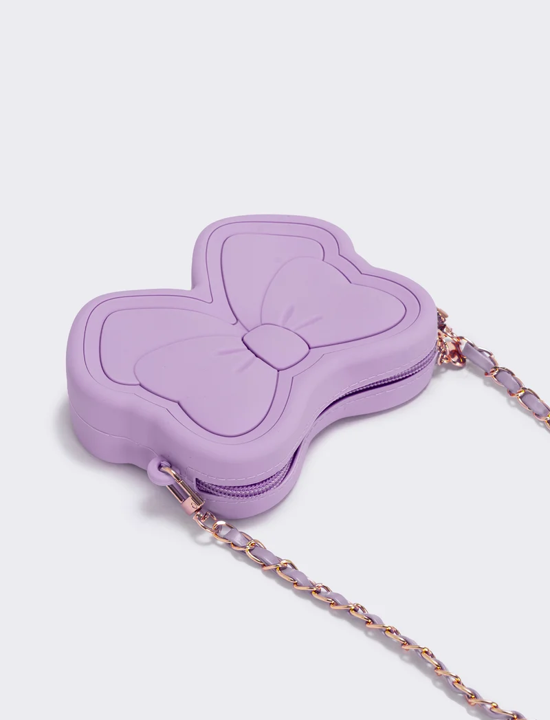 Borsa gommata con fiocco elegante - Lilla