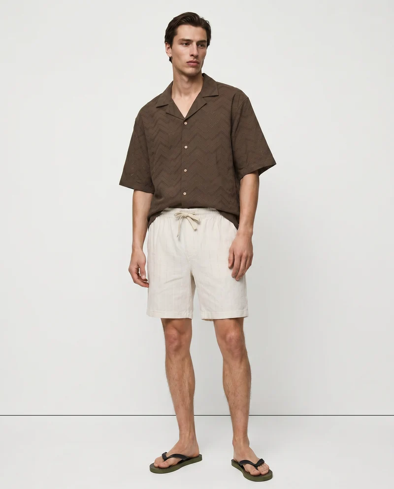Camicia boxy fit effetto zig zag - Moro