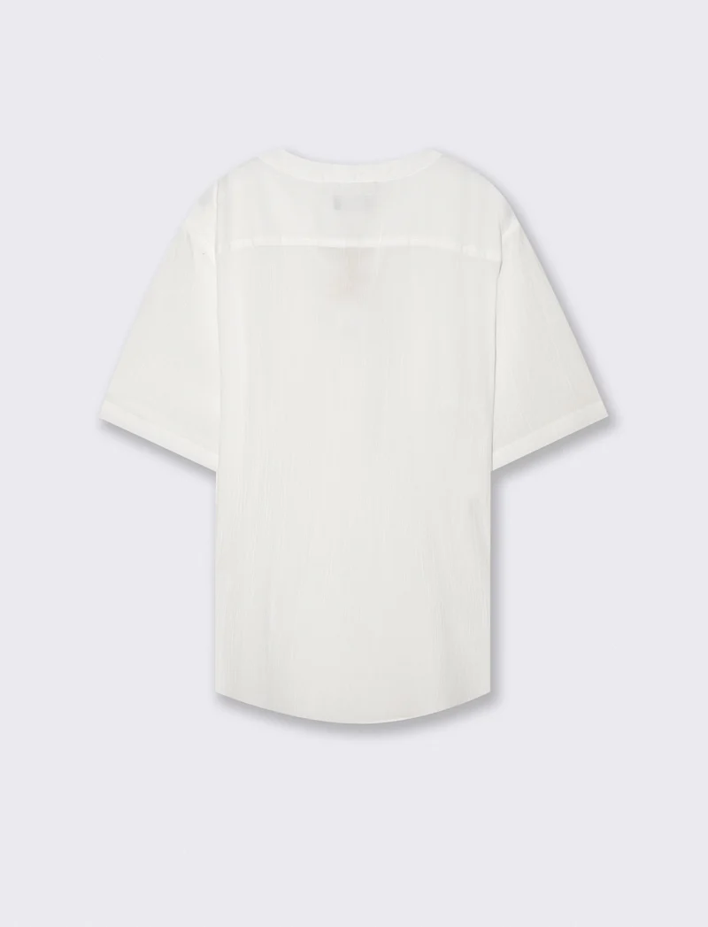 Casacca effetto crepe con collo coreano - Bianco