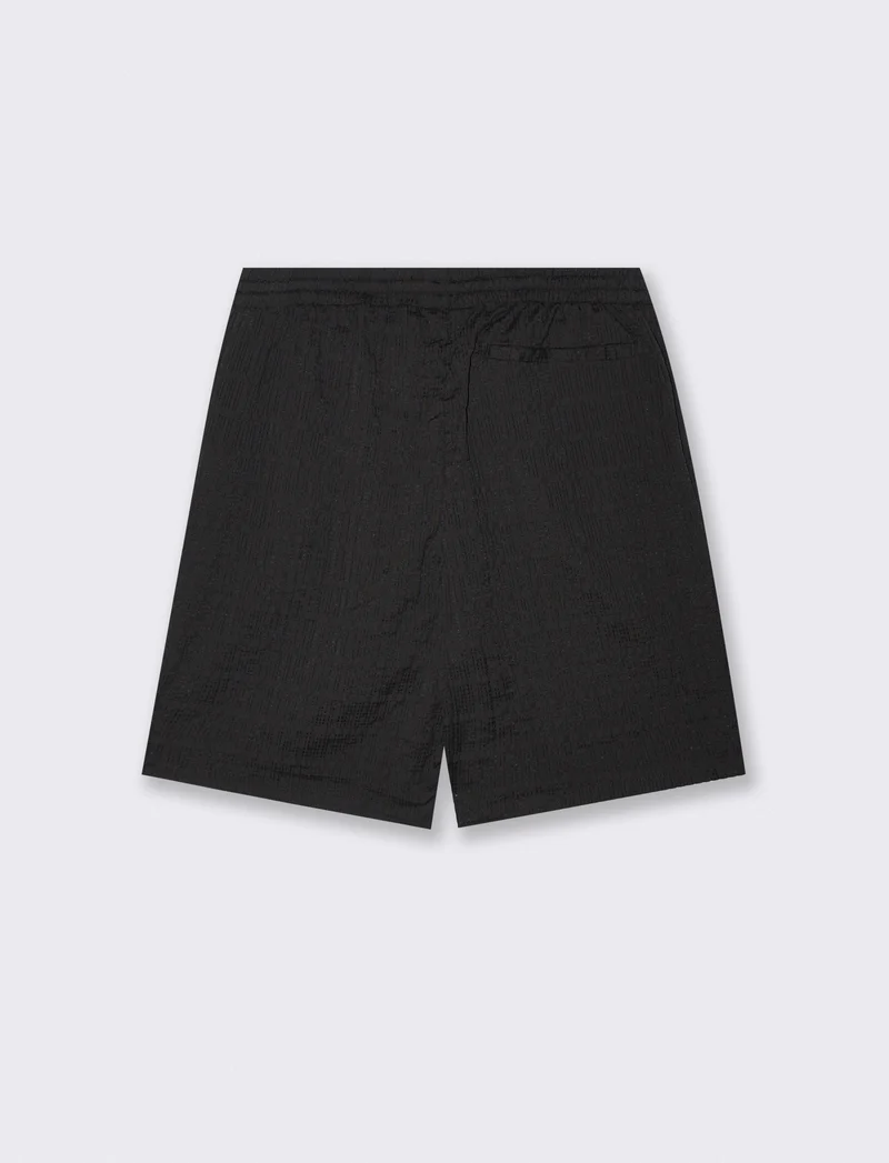Bermuda Jogger in Tessuto Seer Sucker - Nero