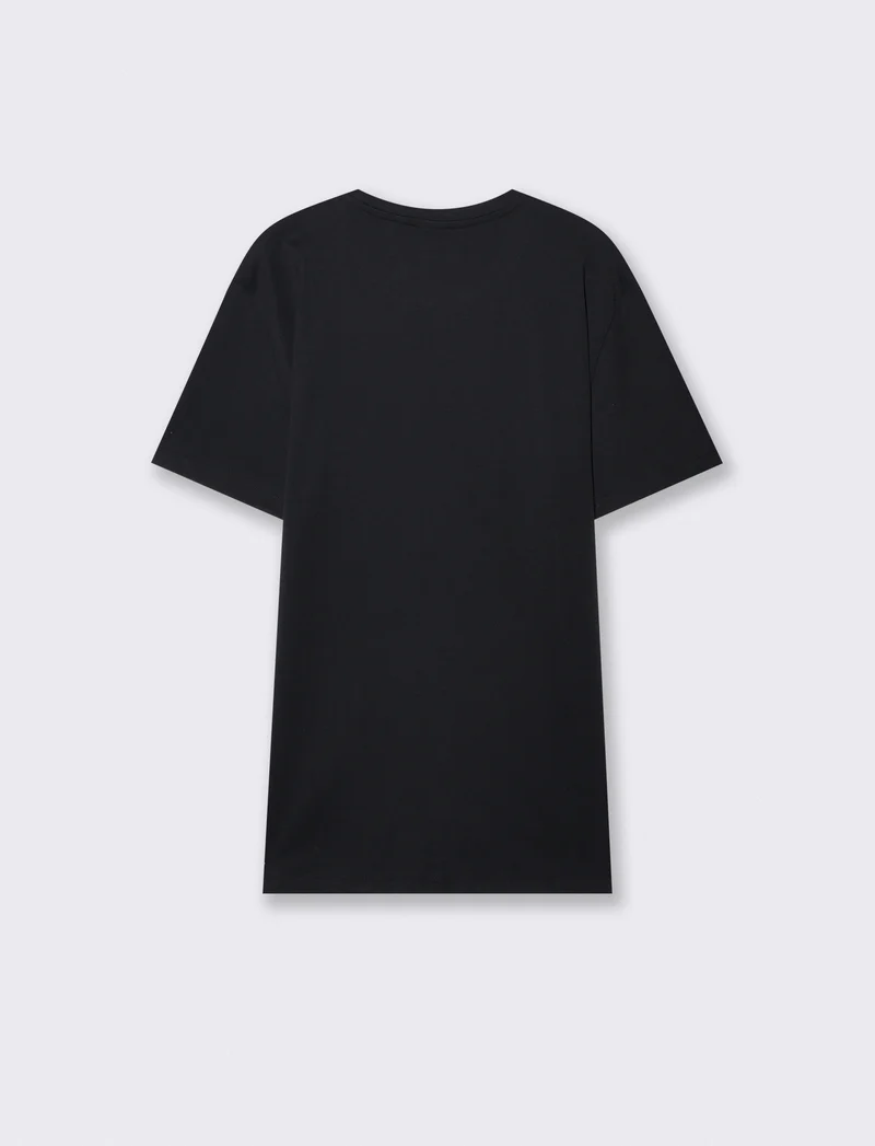 T-shirt girocollo effetto mosaico ricamato - Nero