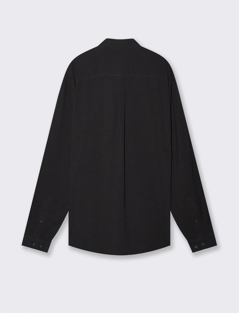 Camicia Melange Misto Viscosa Leggera - Nero