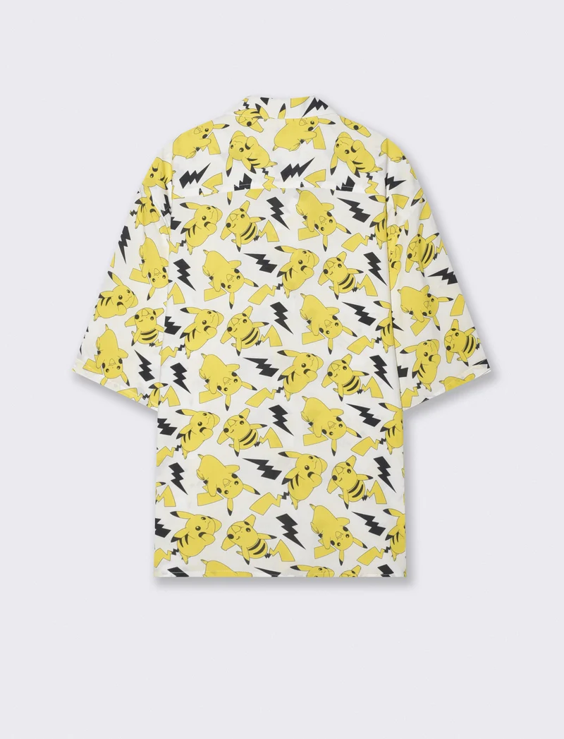 Camicia Boxy Fit con Stampa Pokémon - Bianco