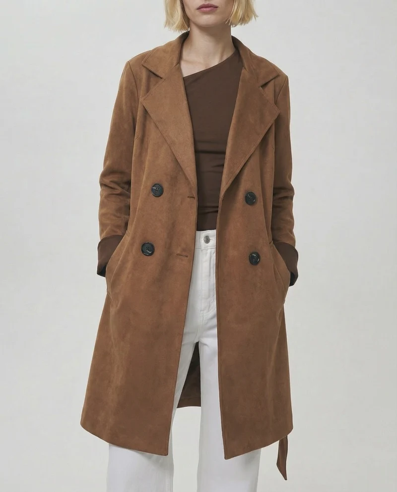 Trench in tessuto suede - Cammello