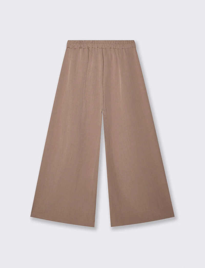 Pantalone over con pieghe ed elastico - Grigio fango
