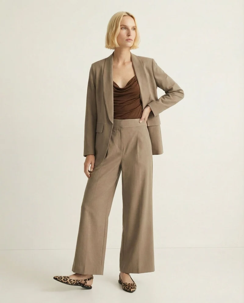 Pantalone over con pieghe ed elastico - Grigio fango