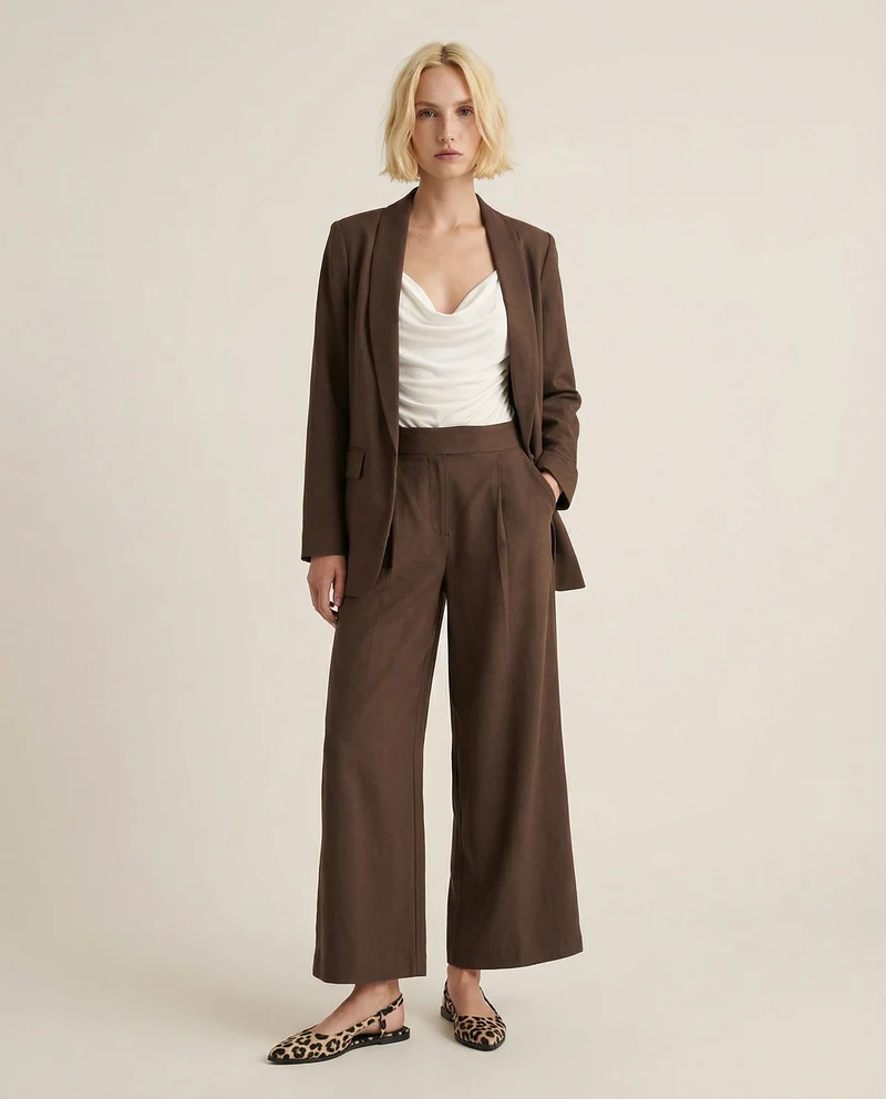 Pantalone over con pieghe ed elastico - Moro