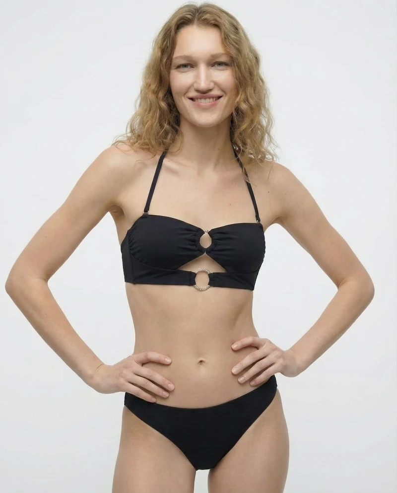Top a fascia mare con anelli per donne - Nero