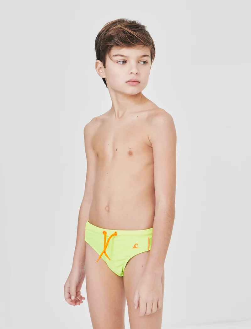 Costume slip elastico con stampa fluo - Giallo