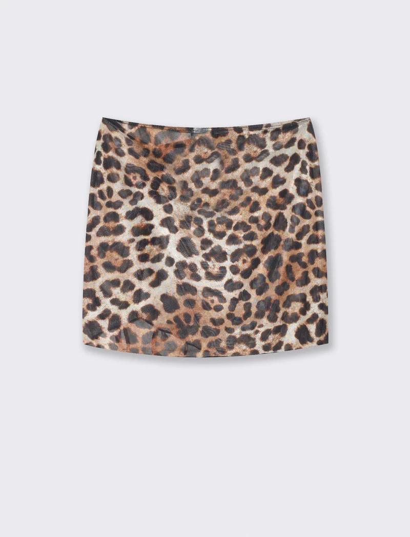 Gonna copricostume in microrete elegante - Leopardato