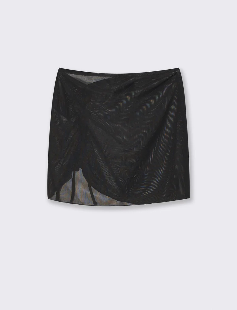 Gonna copricostume in microrete elegante - Nero