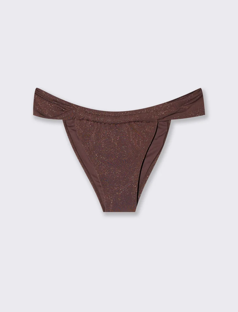 Slip mare tanga regolabile in lurex - Marrone