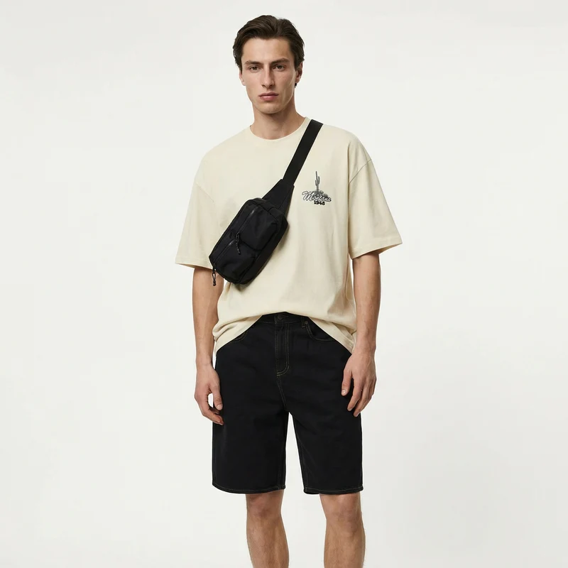 Bermuda Skater Fit in Cotone con Cintura - Nero
