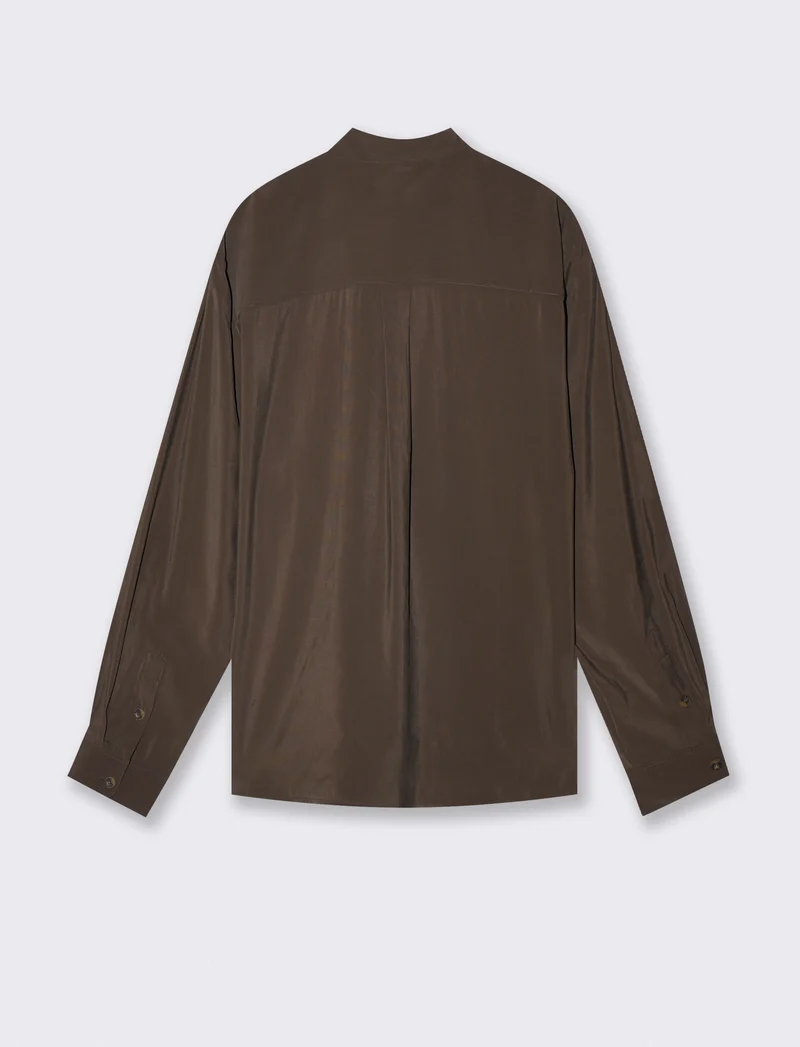 Camicia relaxed fit in misto viscosa - Moro