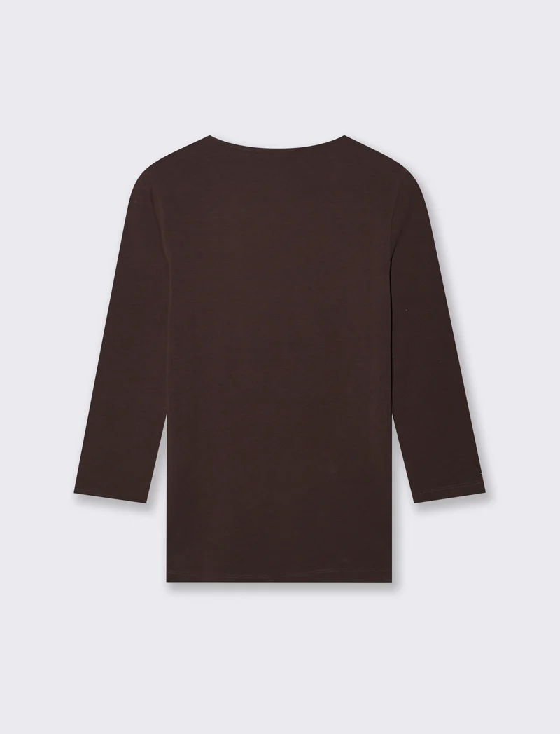 T-Shirt Manica Lunga Girocollo Skinny - Moro