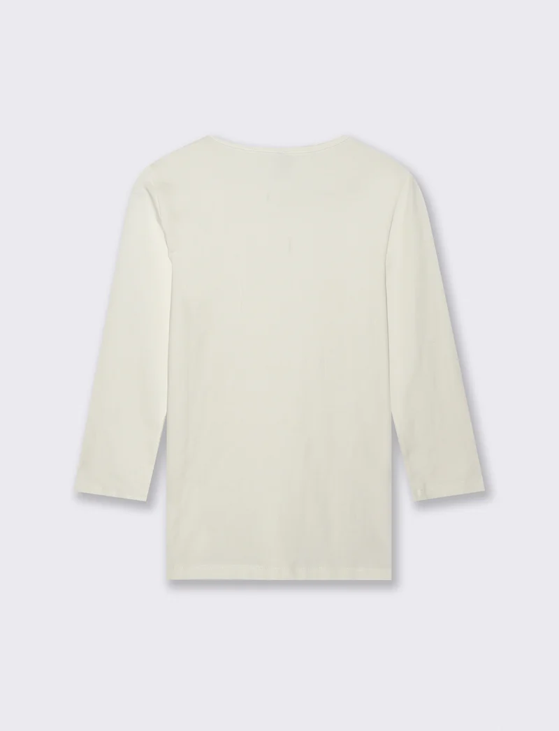 T-Shirt Manica Lunga Girocollo Skinny - Bianco latte