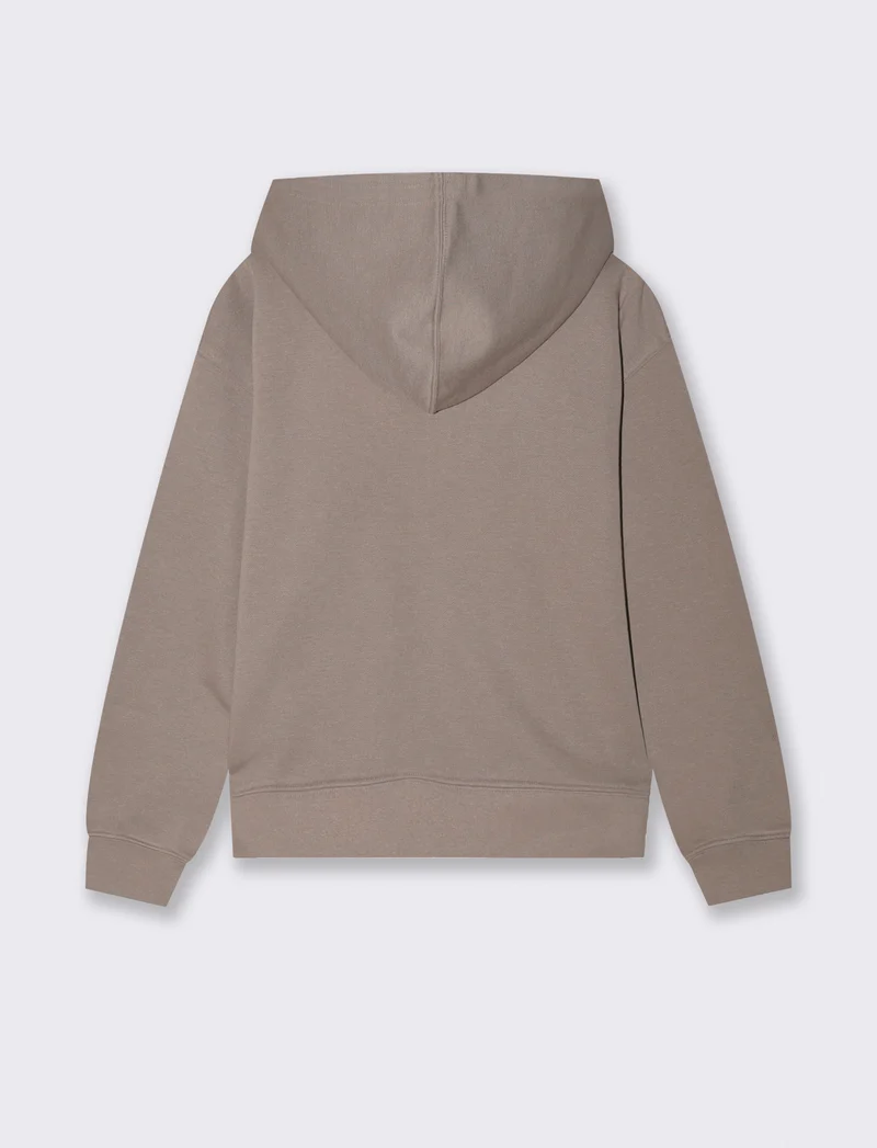 Felpa con cappuccio e zip lunga - Grigio tortora