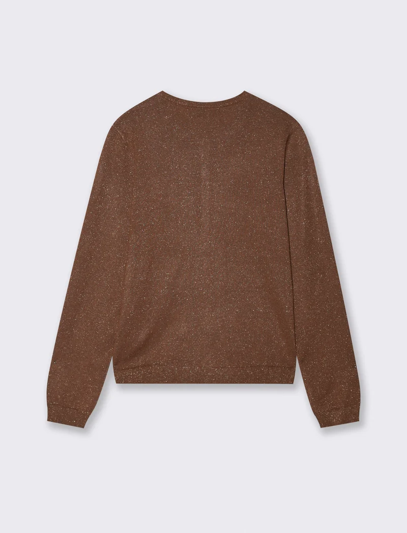 Cardigan Manica Lunga Effetto Metallico - Marrone