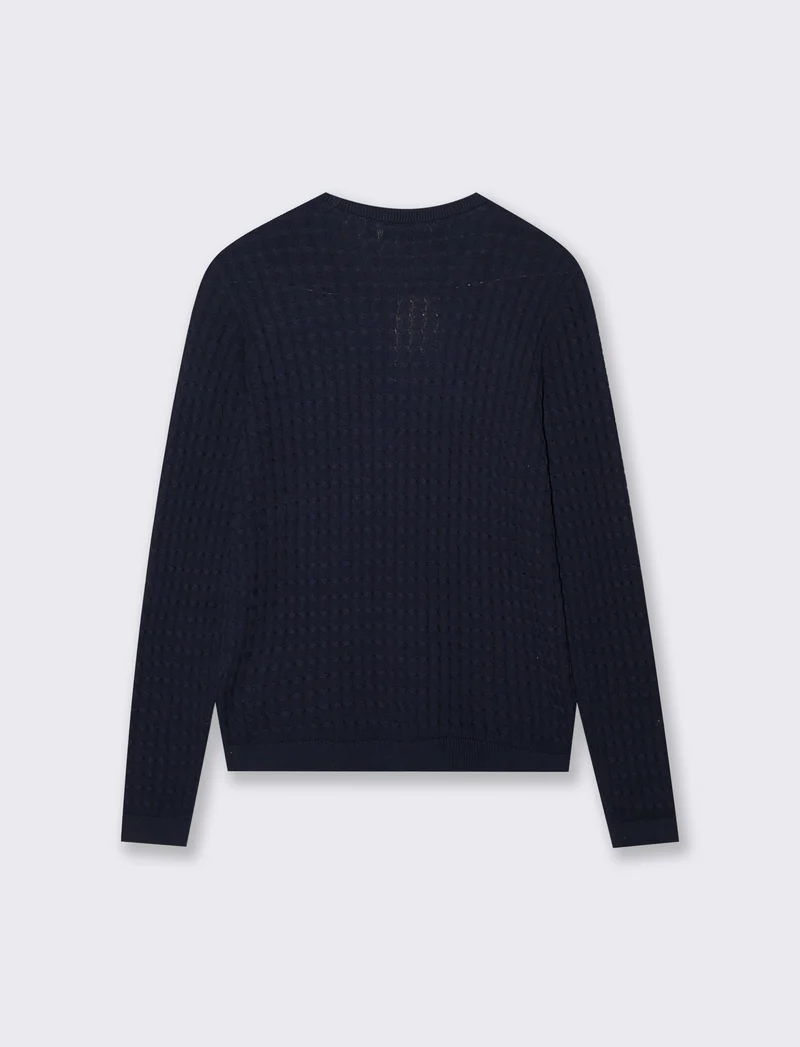 Maglia Girocollo a Treccia - Blu