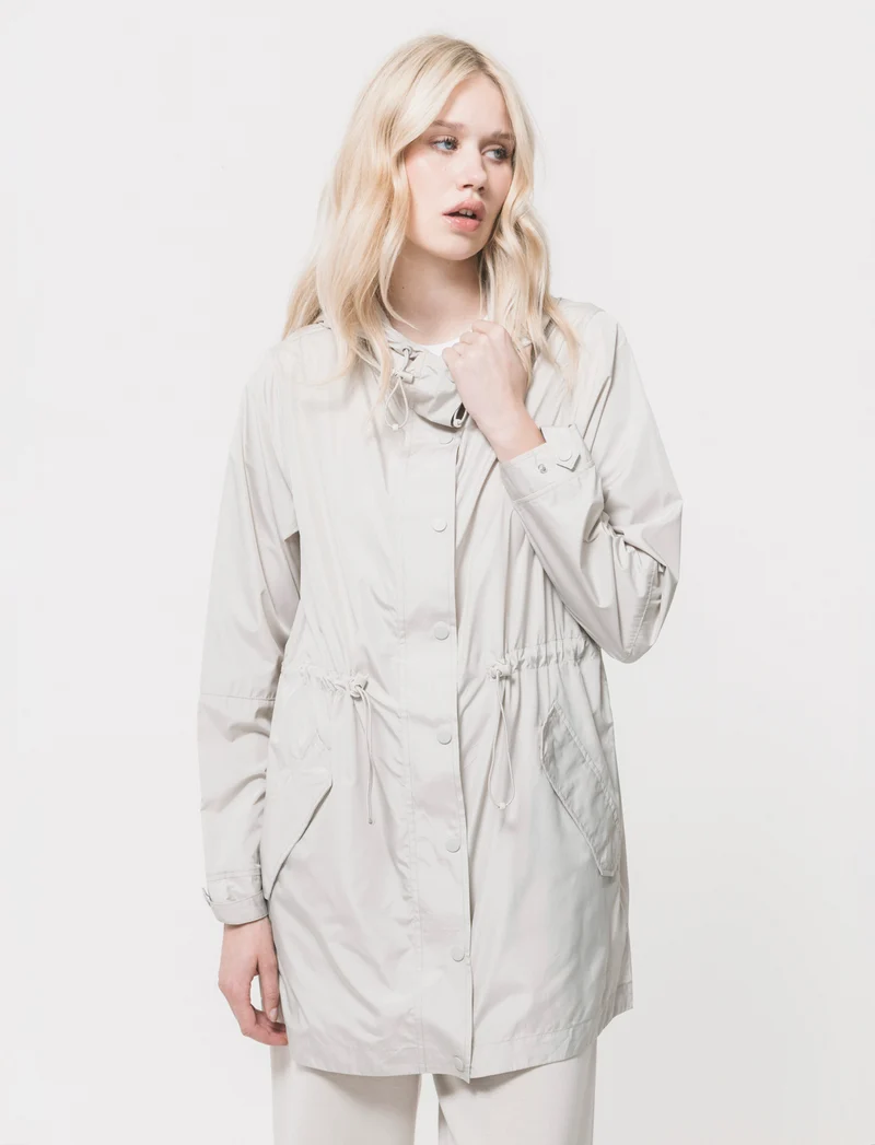 Parka Ripiegabile con Cappuccio e Zip - Beige grano