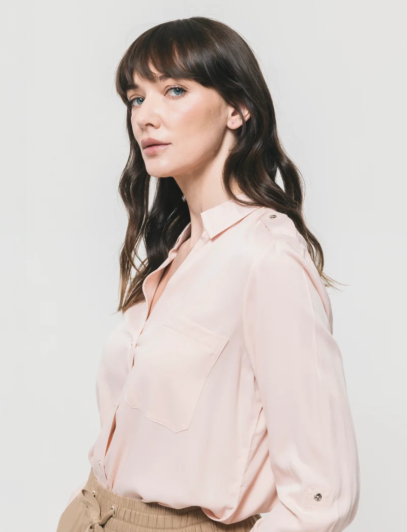 Camicia Basica con Tasche e Laccio - Pesca