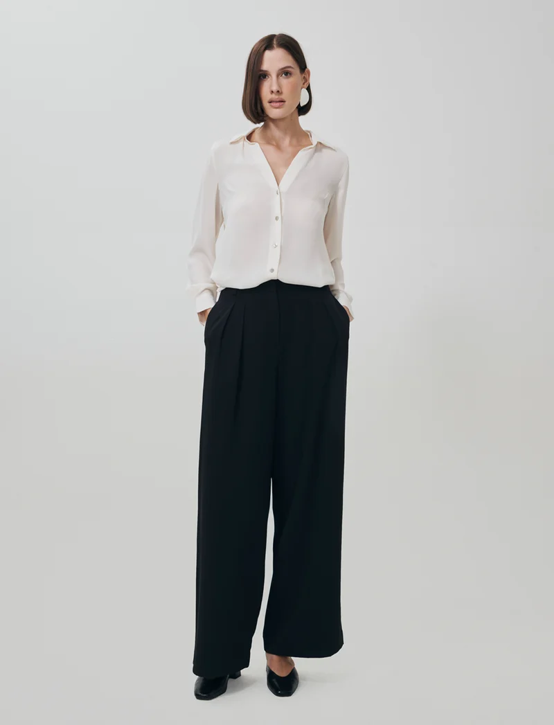Camicia con Spacchi e Manica Lunga - Avorio