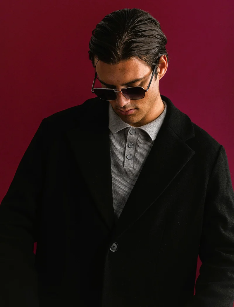 CAPPOTTO CLASSICO TESSUTO DIAGONALE - Nero