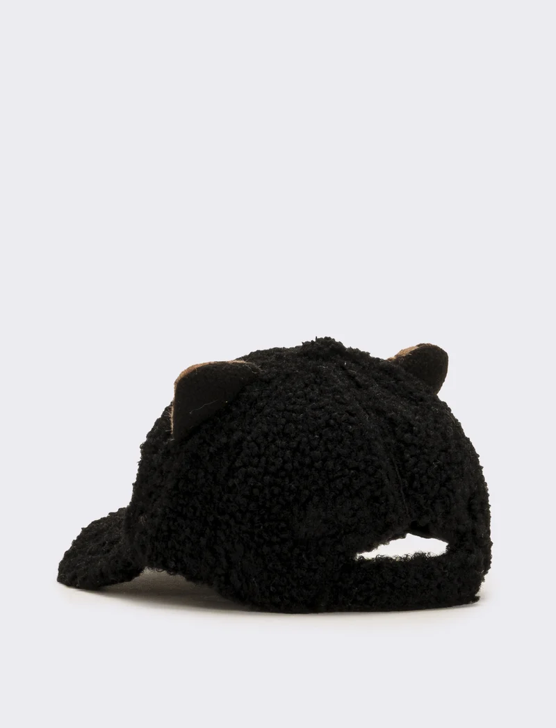 Cappello baseball con orecchie leopardate - Nero