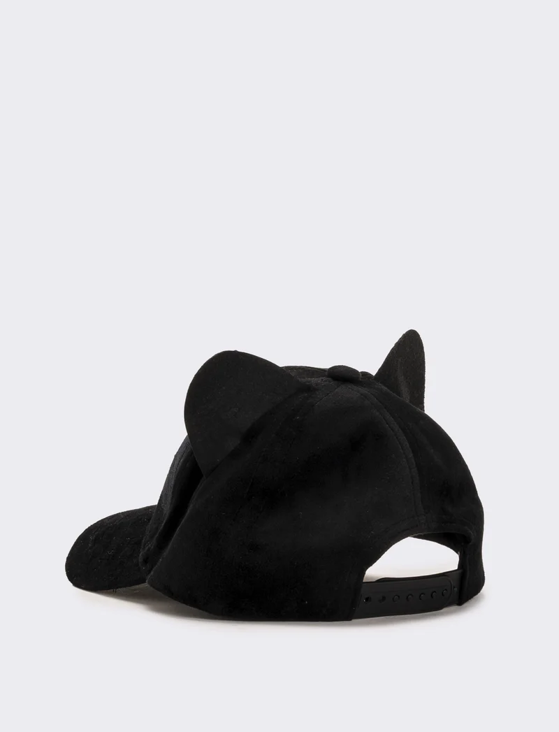 Cappello baseball gattina con strass - Nero