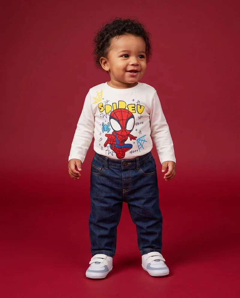 T shirt Spidey manica lunga casual - Bianco latte