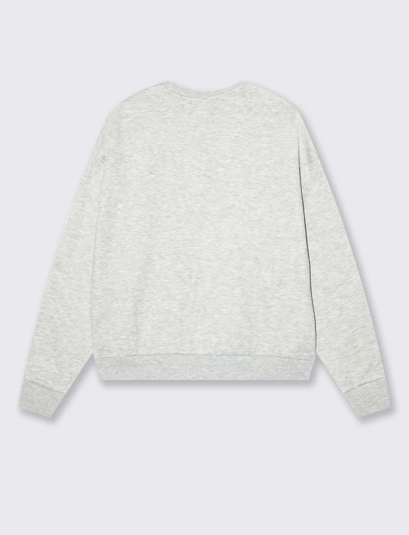 Felpa paricollo con spalle scese - Grigio chiaro mel.