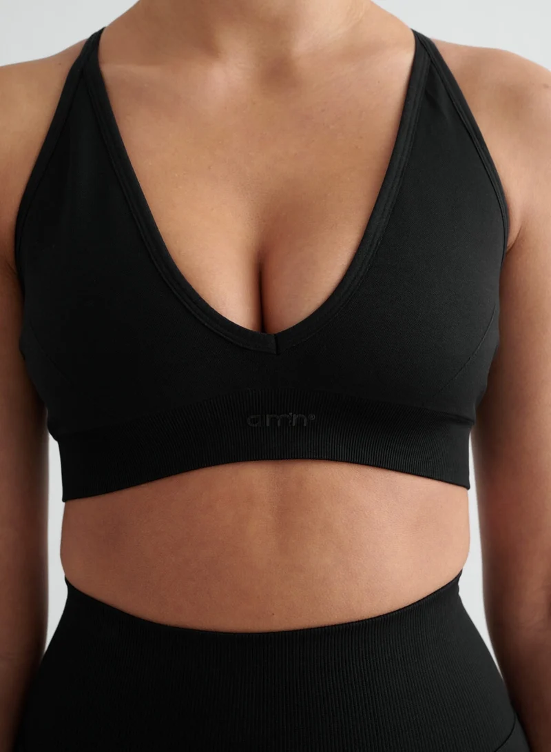 Black Shape Seamless Flare Tights & Cross Back Bra Set